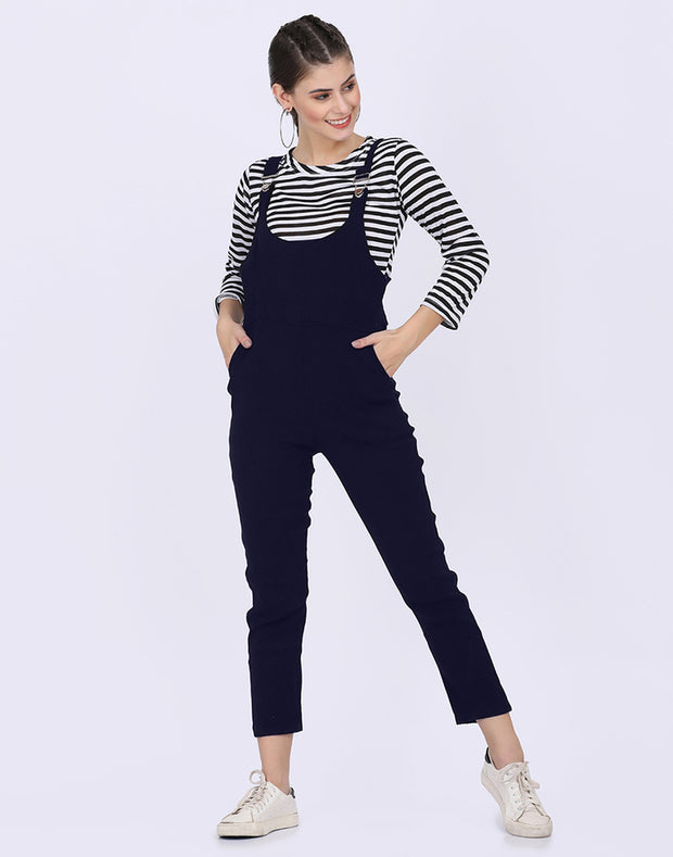 Dungaree Pant with Striped Top