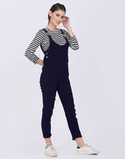 Navy Dungaree Pant with Striped Top-2586