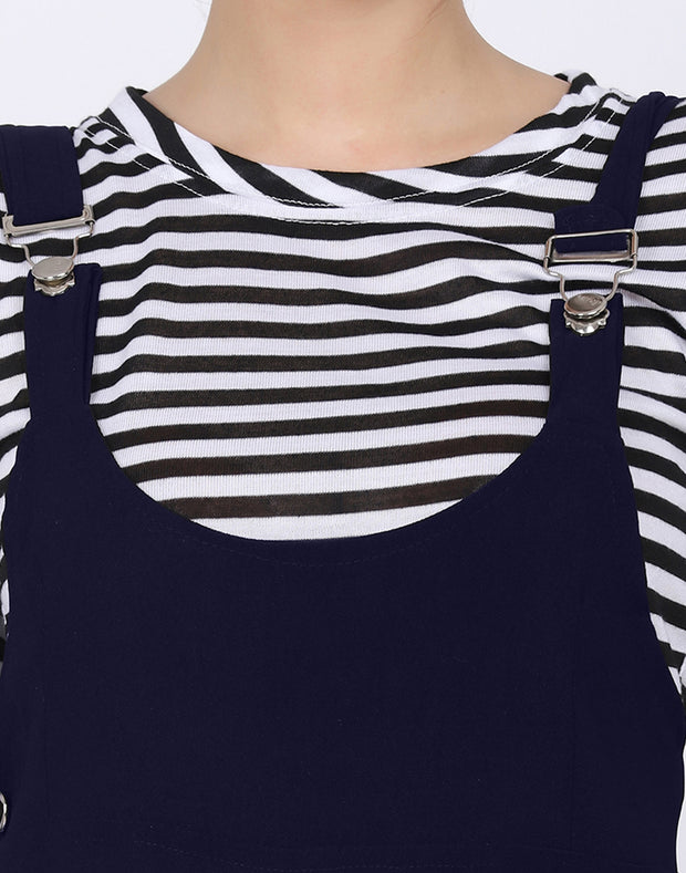 Navy Dungaree Pant with Striped Top-2586