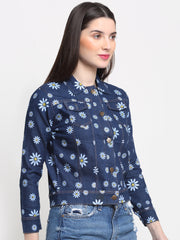 Floral Printed Denim Jacket For Women-2740B-2739B