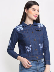 Butterfly Printed Denim Jacket For Women-2741B-2763B