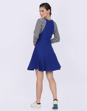 Royal Blue Dungaree Skirt with Striped Top-2021