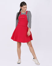 Pink Dungaree Skirt with Striped Top-2022