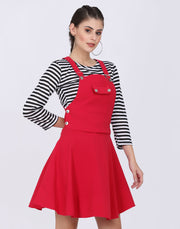 Pink Dungaree Skirt with Striped Top-2022
