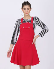 Pink Dungaree Skirt with Striped Top-2022