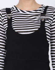 Black Dungaree Pant with Striped Top-2055B