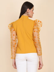 Yellow Carrera Polka Dot Net Top-2605