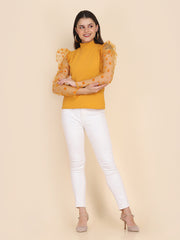 Yellow Carrera Polka Dot Net Top-2605