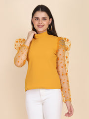 Yellow Carrera Polka Dot Net Top-2605