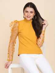 Yellow Carrera Polka Dot Net Top-2605