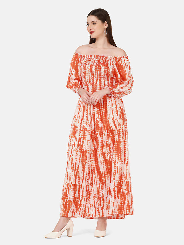 Cotton Tie-Dye Women Maxi Dress-2832-2832