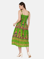 Square Neck Neck Women Printed Dress-2838-2838