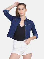 Solid Women Regular Denim Jacket-2612B-2612B