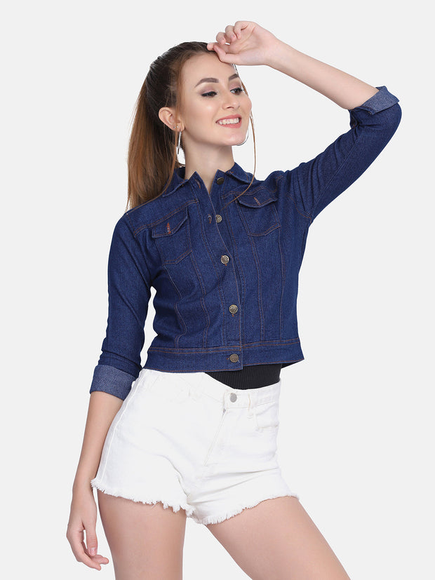 Solid Women Regular Denim Jacket-2612B-2612B