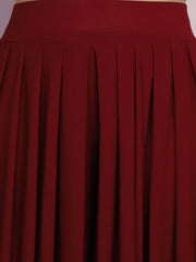 Maroon Lycra Solid Pleated Flared Elephant Palazzo Pant-2681