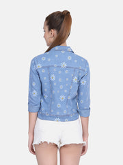 Floral Printed Denim Jacket For Women-2740B-2739B