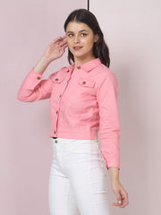 Twill Baby Pink Women Regular Jacket-2622