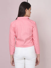 Twill Baby Pink Women Regular Jacket-2622
