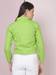 Twill Parrot Green Women Regular Jacket-2625