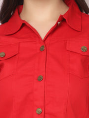 Twill Red Women Regular Jacket-2628