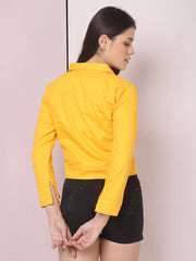 Twill Yellow Women Regular Jacket-2629