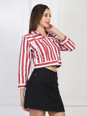 Twill Denim Gajri White Striped Women Jacket-2732