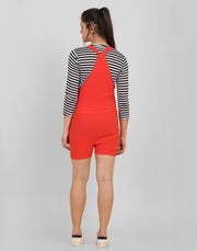Gajri Striped Short Dungaree Dress with Top-2563