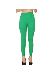 Green Plain Full Length Cotton Churidar Legging-Green