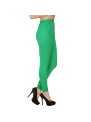 Green Plain Full Length Cotton Churidar Legging-Green