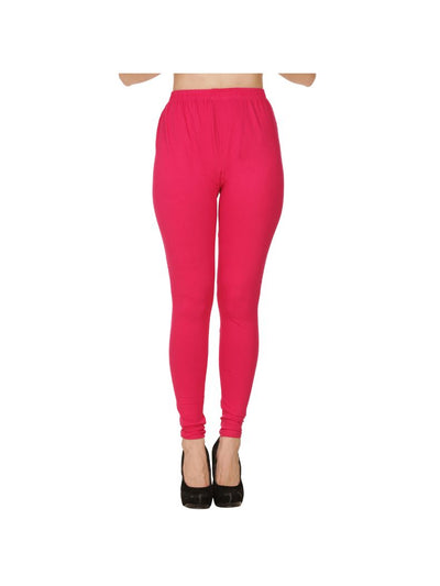 Pink Plain Full Length Cotton Churidar Legging-Pink