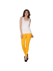 Yellow Plain Full Length Cotton Churidar Legging-Yellow