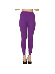 Purple Plain Full Length Cotton Churidar Legging-Purple