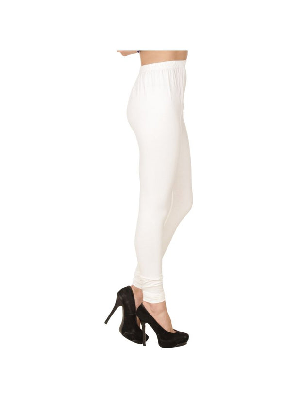 White Plain Full Length Cotton Churidar Legging-White