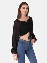 Georgette Smocked Women cropped top-2794-2819