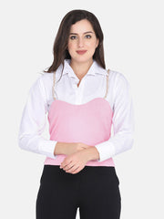 Cotton Rib Shirt Style Women Top-2826-2826