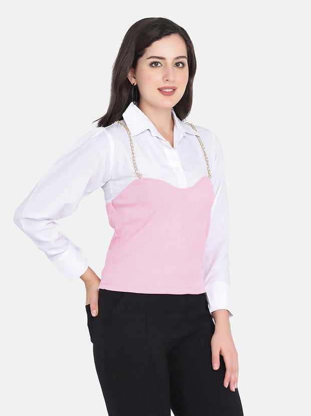 Cotton Rib Shirt Style Women Top-2826-2826