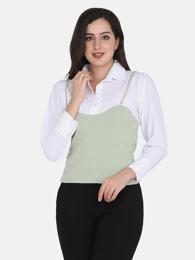 Cotton Rib Shirt Style Women Top-2824-2826