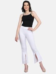 Lycra Full Length Front Slit Women Trouser Pant-2954-2957