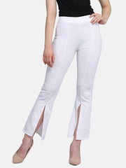 Lycra Full Length Front Slit Women Trouser Pant-2951-2957