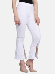 Lycra Full Length Front Slit Women Trouser Pant-2957-2957