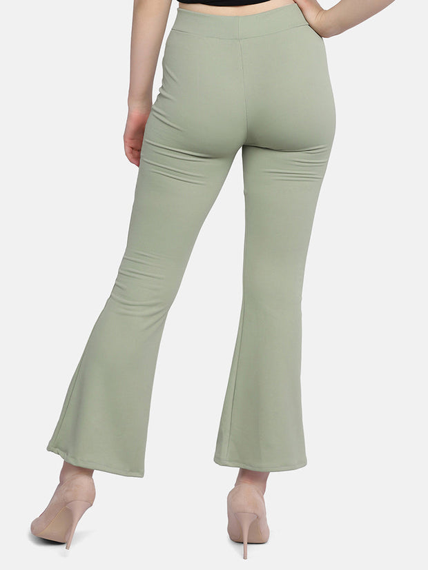 Lycra Full Length Front Slit Women Trouser Pant-2956-2957