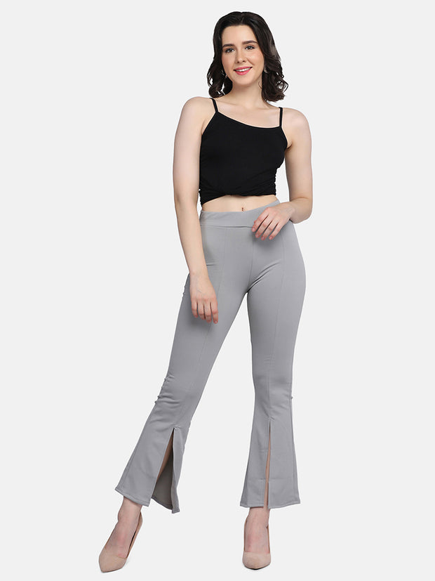 Lycra Full Length Front Slit Women Trouser Pant-2951-2957