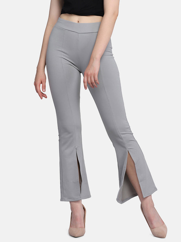 Lycra Full Length Front Slit Women Trouser Pant-2953-2957