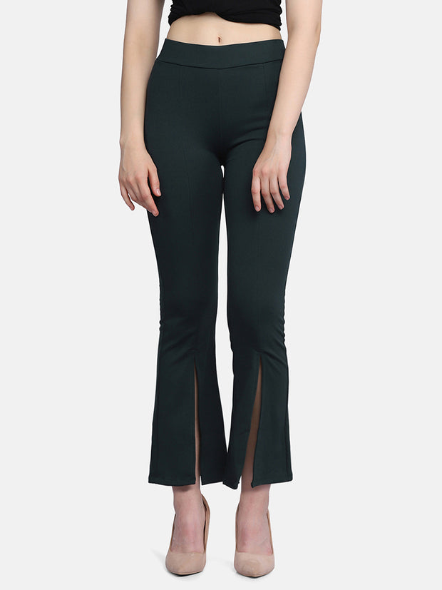 Lycra Full Length Front Slit Women Trouser Pant-2951-2957