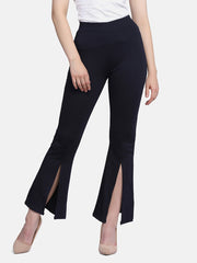 Lycra Full Length Front Slit Women Trouser Pant-2951-2957