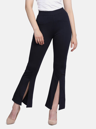 Lycra Full Length Front Slit Women Trouser Pant-2953-2957