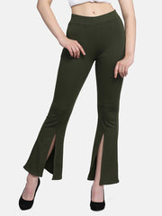 Lycra Full Length Front Slit Women Trouser Pant-2951-2957