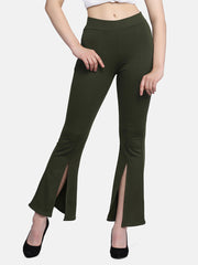 Lycra Full Length Front Slit Women Trouser Pant-2955-2957