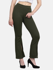 Lycra Full Length Front Slit Women Trouser Pant-2951-2957