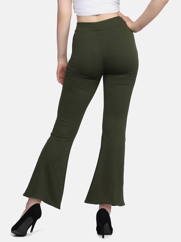 Lycra Full Length Front Slit Women Trouser Pant-2956-2957